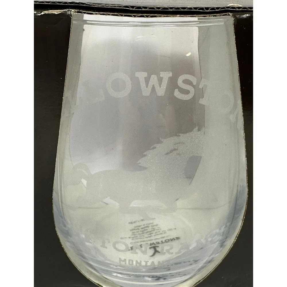 Yellowstone Dutton Ranch Tear Drop Glass Set of 2 20oz Stemless Etched Horse Y